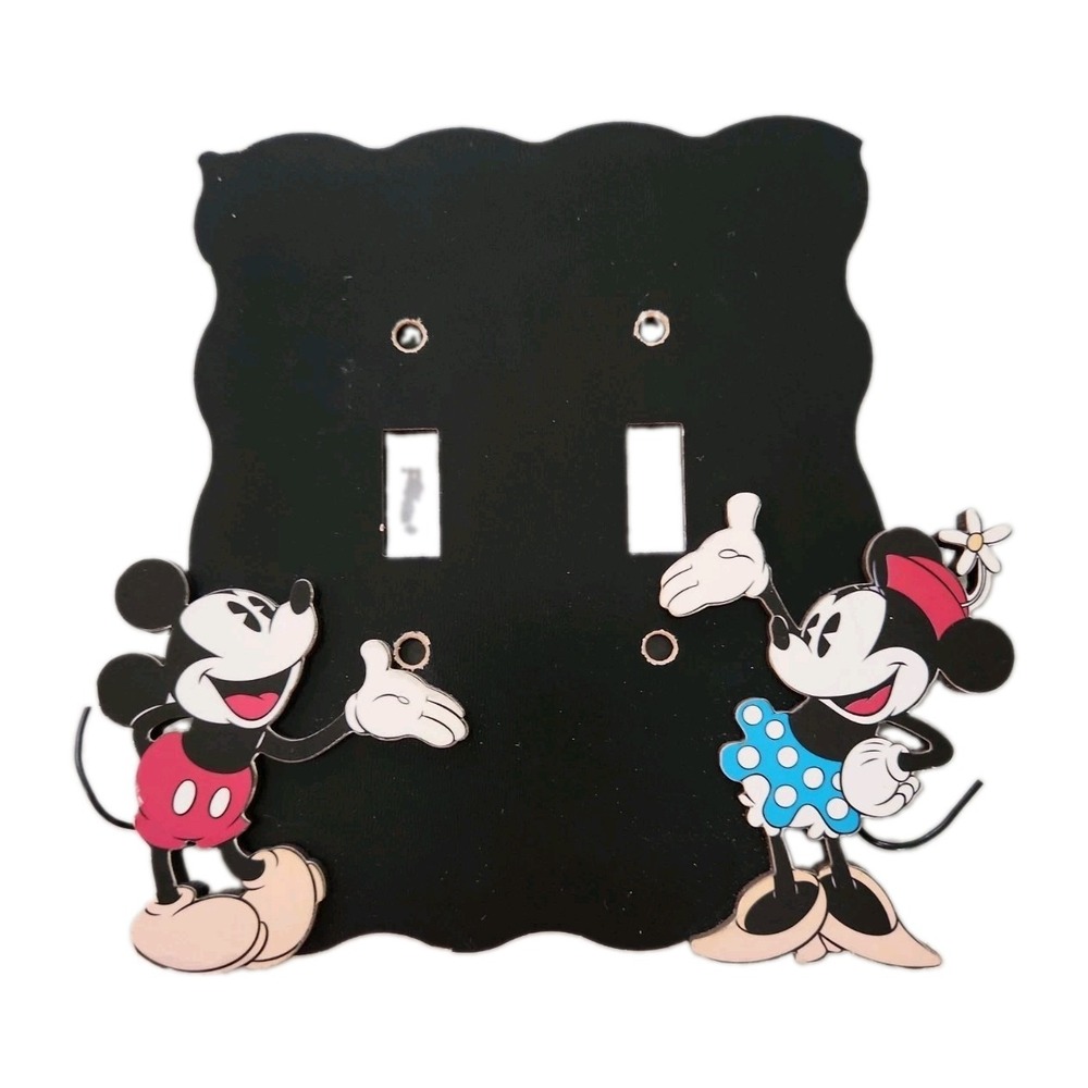 Disney Mickey Minnie FIGI #DSP-DIS-201 Switchplate  6.5" X 6"  Black EX COND